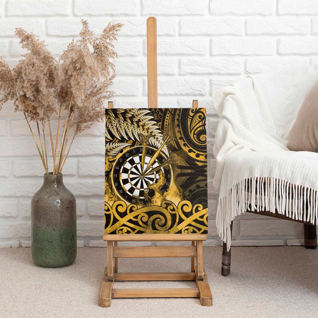 New Zealand Darts Canvas Wall Art Maori Koru Dartboard Gold Flame LT05 - Polynesian Pride