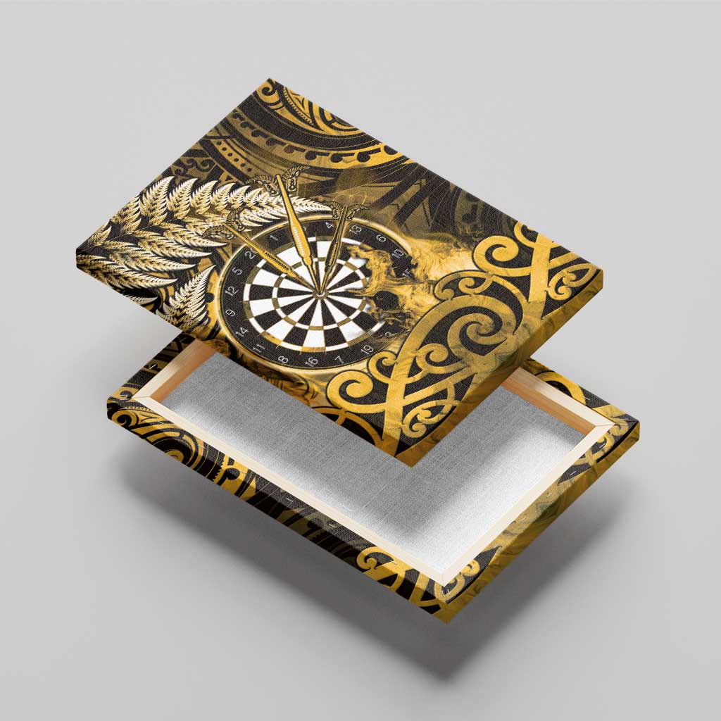 New Zealand Darts Canvas Wall Art Maori Koru Dartboard Gold Flame LT05 - Polynesian Pride