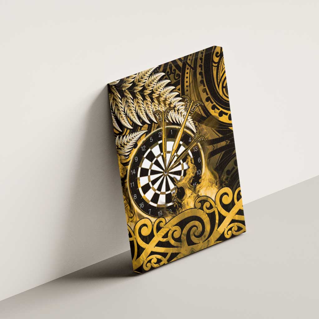 New Zealand Darts Canvas Wall Art Maori Koru Dartboard Gold Flame LT05 - Polynesian Pride
