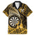 Personalised New Zealand Darts Family Matching Mermaid Dress and Hawaiian Shirt Maori Koru Dartboard Gold Flame