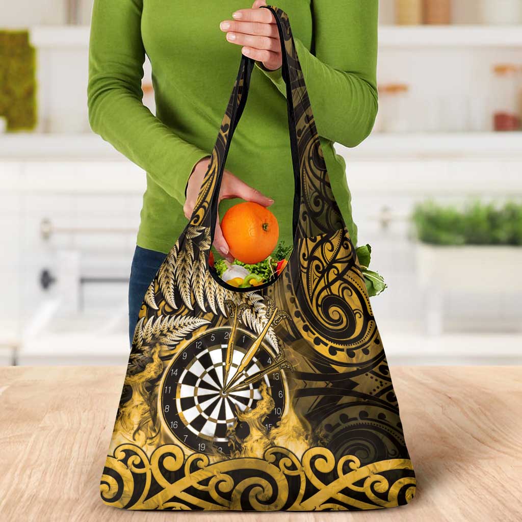 New Zealand Darts Grocery Bag Maori Koru Dartboard Gold Flame LT05 - Polynesian Pride
