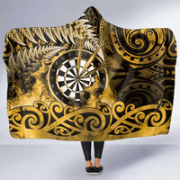 New Zealand Darts Hooded Blanket Maori Koru Dartboard Gold Flame LT05 One Size Gold - Polynesian Pride