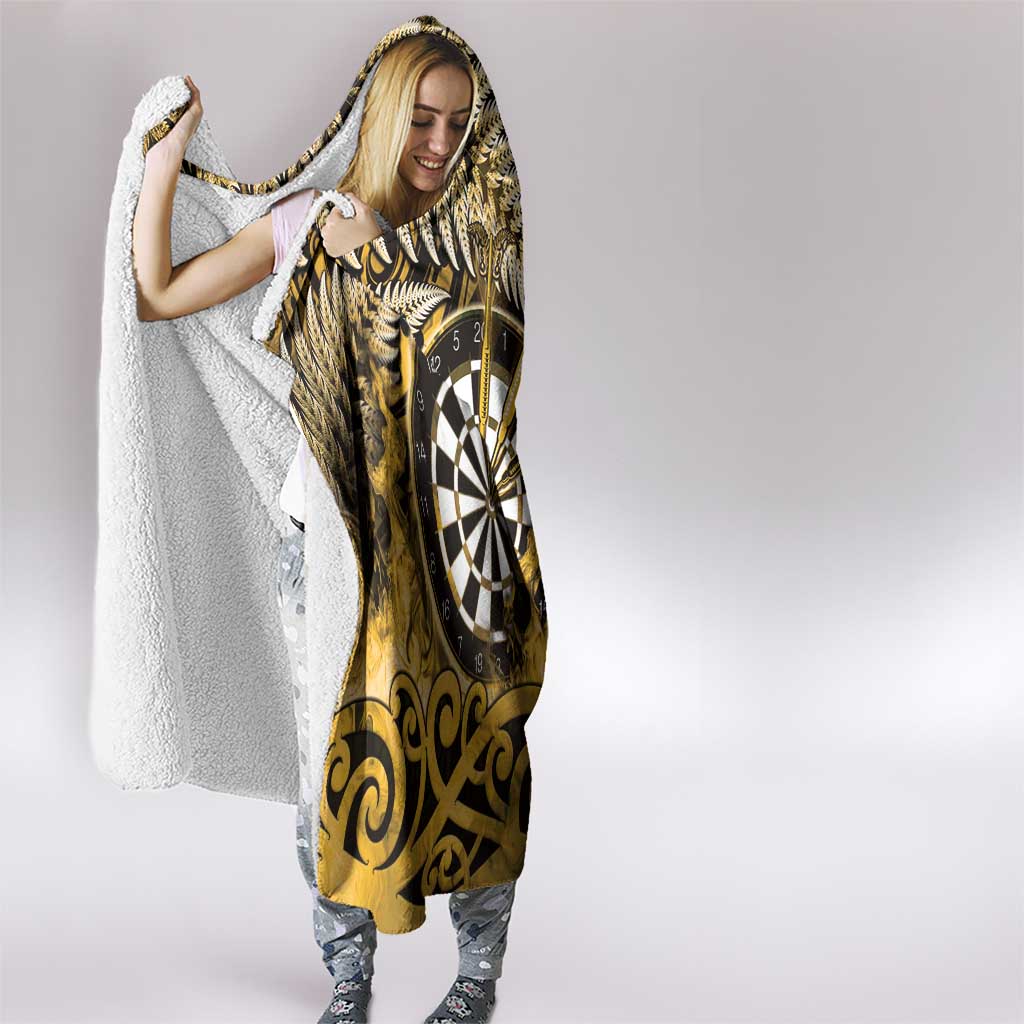 New Zealand Darts Hooded Blanket Maori Koru Dartboard Gold Flame LT05 - Polynesian Pride