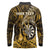 Personalised New Zealand Darts Long Sleeve Polo Shirt Maori Koru Dartboard Gold Flame