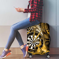 New Zealand Darts Luggage Cover Maori Koru Dartboard Gold Flame