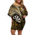 Personalised New Zealand Darts Off Shoulder Short Dress Maori Koru Dartboard Gold Flame