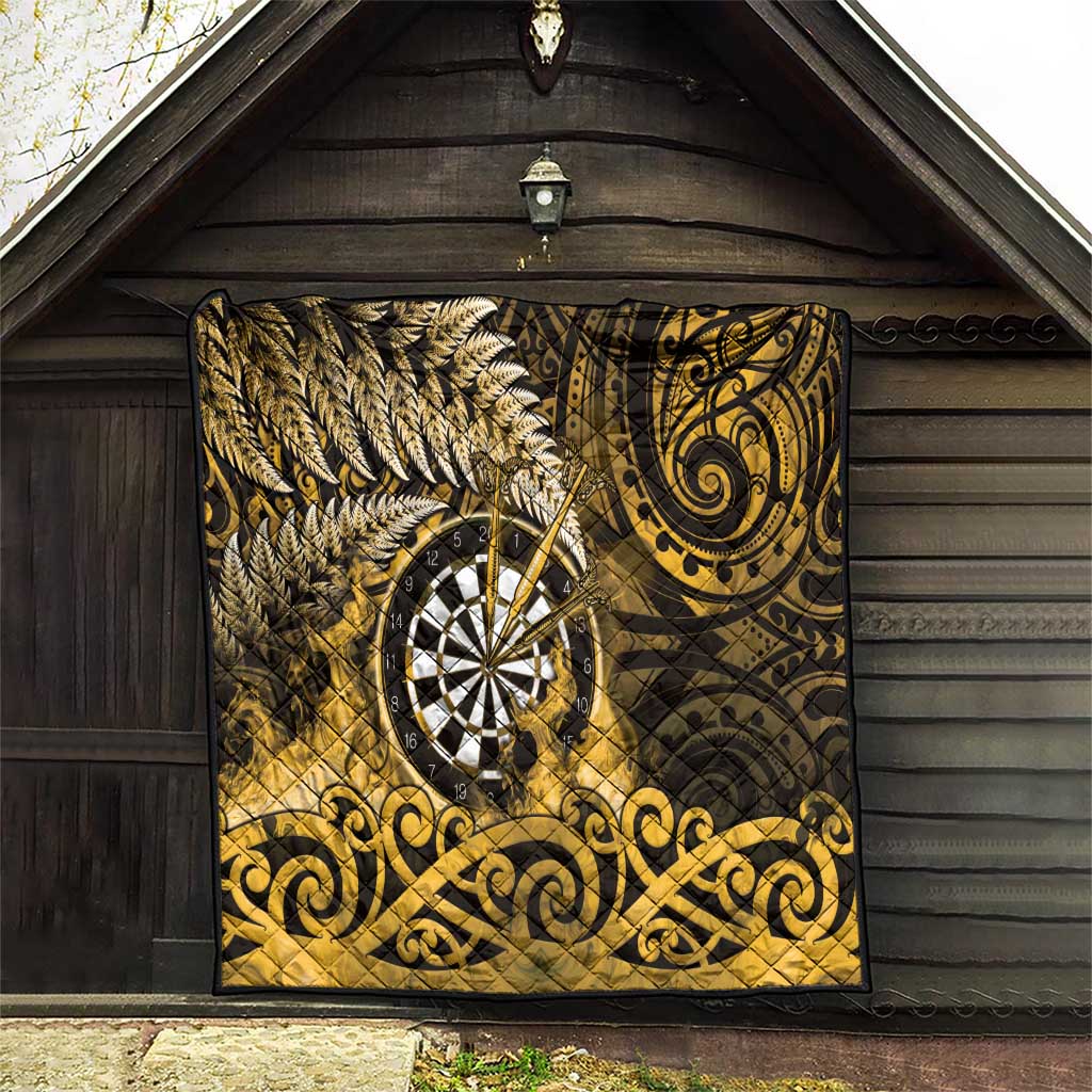 New Zealand Darts Quilt Maori Koru Dartboard Gold Flame