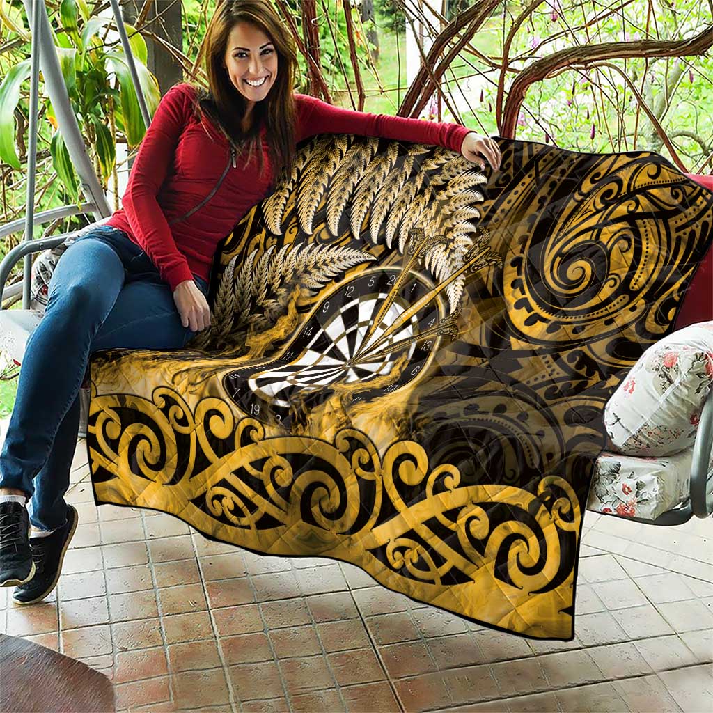 New Zealand Darts Quilt Maori Koru Dartboard Gold Flame