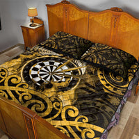 New Zealand Darts Quilt Bed Set Maori Koru Dartboard Gold Flame