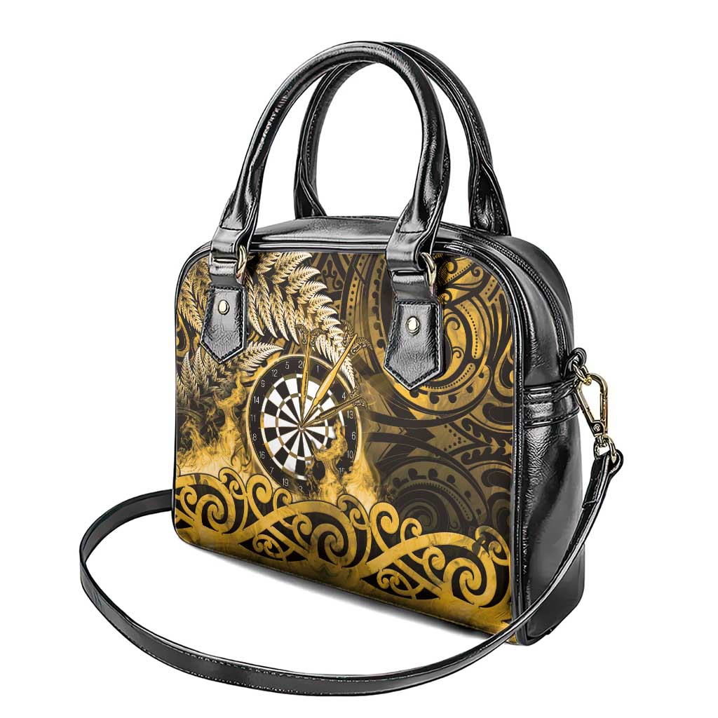 New Zealand Darts Shoulder Handbag Maori Koru Dartboard Gold Flame LT05 - Polynesian Pride