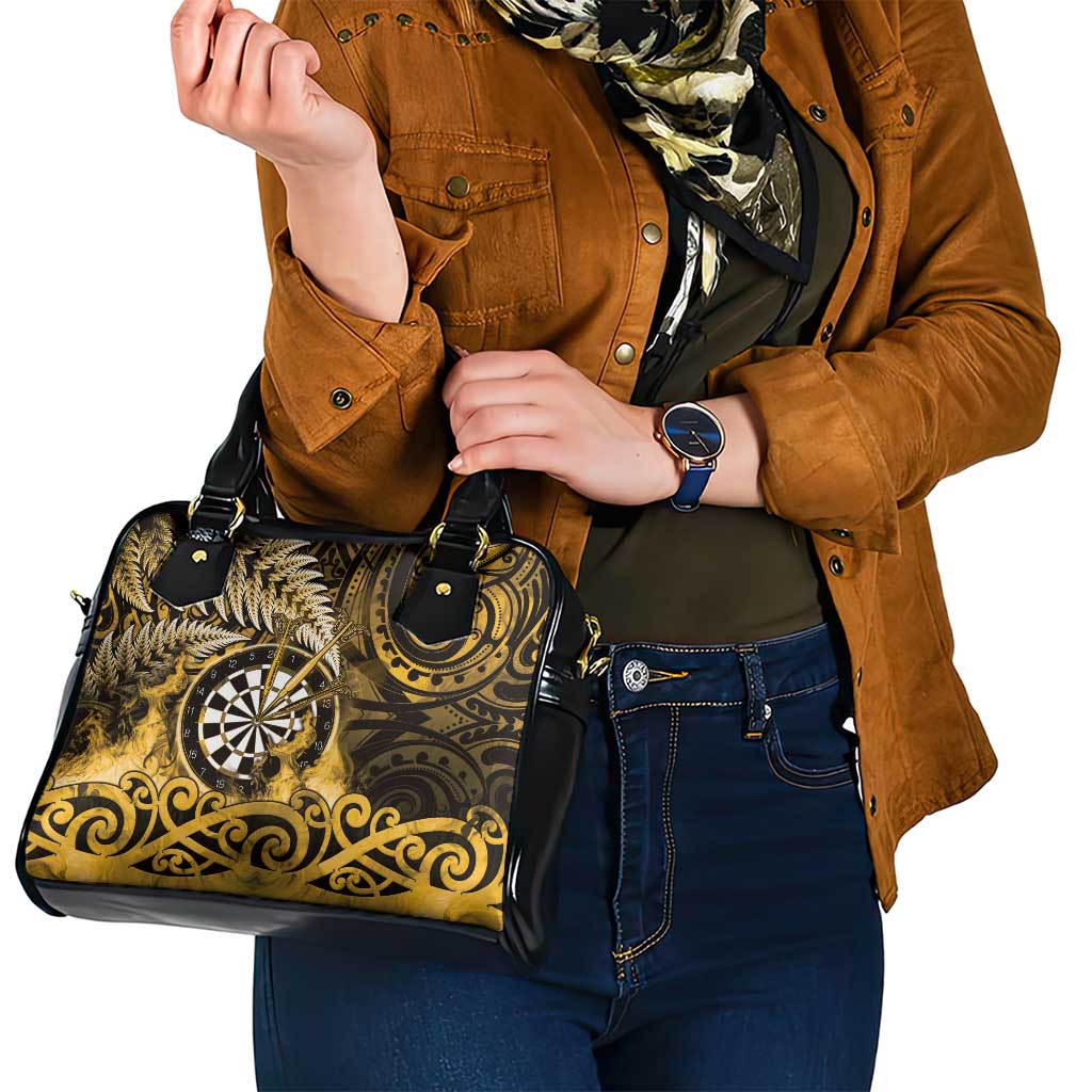 New Zealand Darts Shoulder Handbag Maori Koru Dartboard Gold Flame LT05 - Polynesian Pride