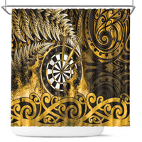New Zealand Darts Shower Curtain Maori Koru Dartboard Gold Flame LT05 Gold - Polynesian Pride