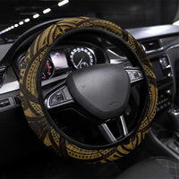 New Zealand Darts Steering Wheel Cover Maori Koru Dartboard Gold Flame LT05 Universal Fit Gold - Polynesian Pride