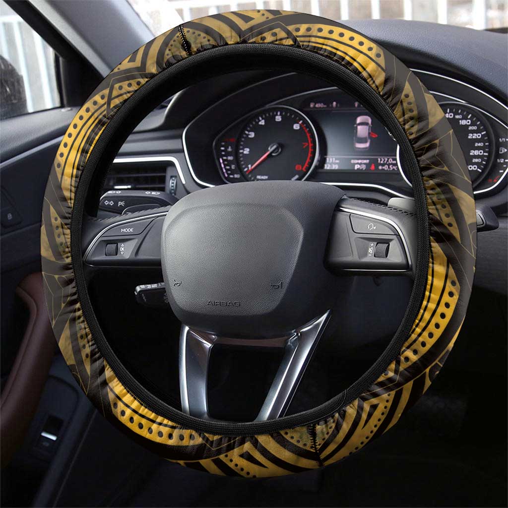 New Zealand Darts Steering Wheel Cover Maori Koru Dartboard Gold Flame LT05 - Polynesian Pride