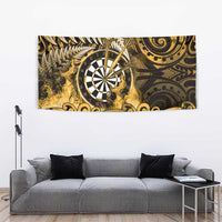 New Zealand Darts Tapestry Maori Koru Dartboard Gold Flame