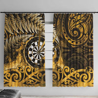 New Zealand Darts Window Curtain Maori Koru Dartboard Gold Flame
