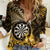Personalised New Zealand Darts Women Casual Shirt Maori Koru Dartboard Gold Flame