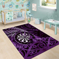 New Zealand Darts Area Rug Maori Koru Dartboard Purple Flame