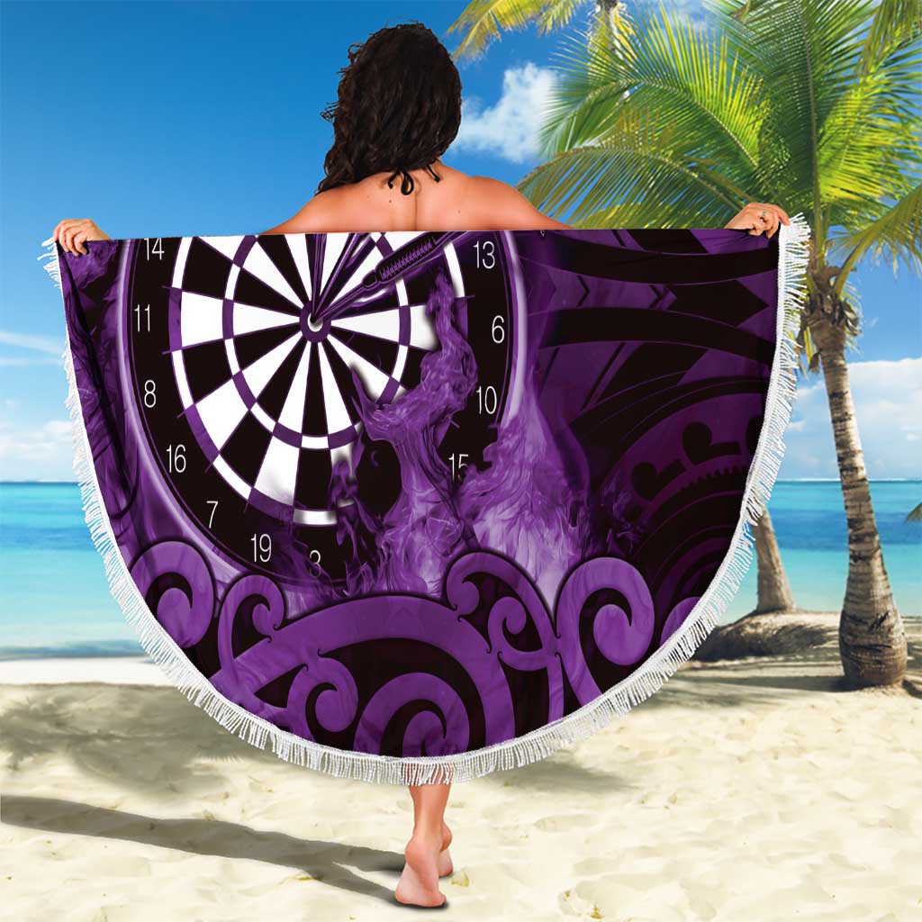 New Zealand Darts Beach Blanket Maori Koru Dartboard Purple Flame
