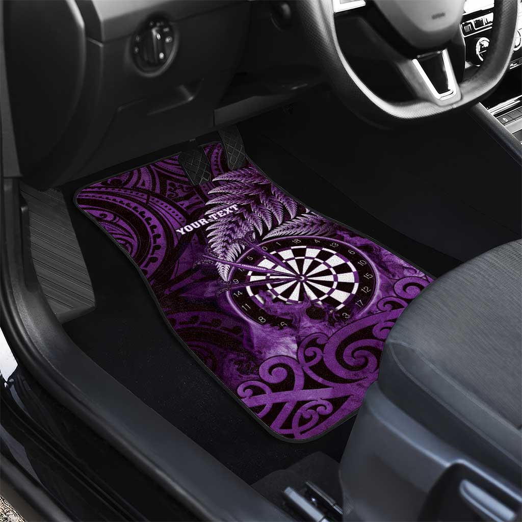 New Zealand Darts Car Mats Maori Koru Dartboard Purple Flame