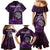 Personalised New Zealand Darts Family Matching Mermaid Dress and Hawaiian Shirt Maori Koru Dartboard Purple Flame