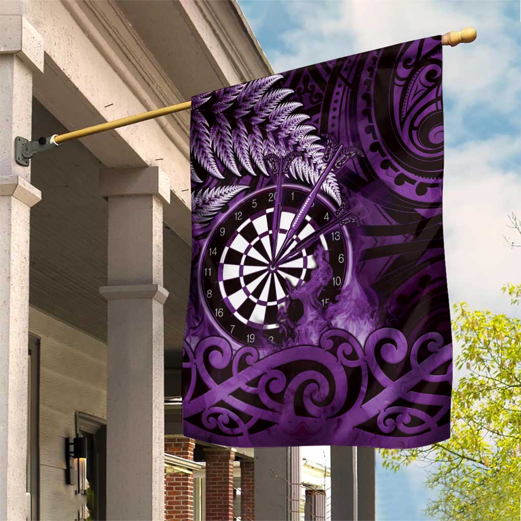 New Zealand Darts Garden Flag Maori Koru Dartboard Purple Flame