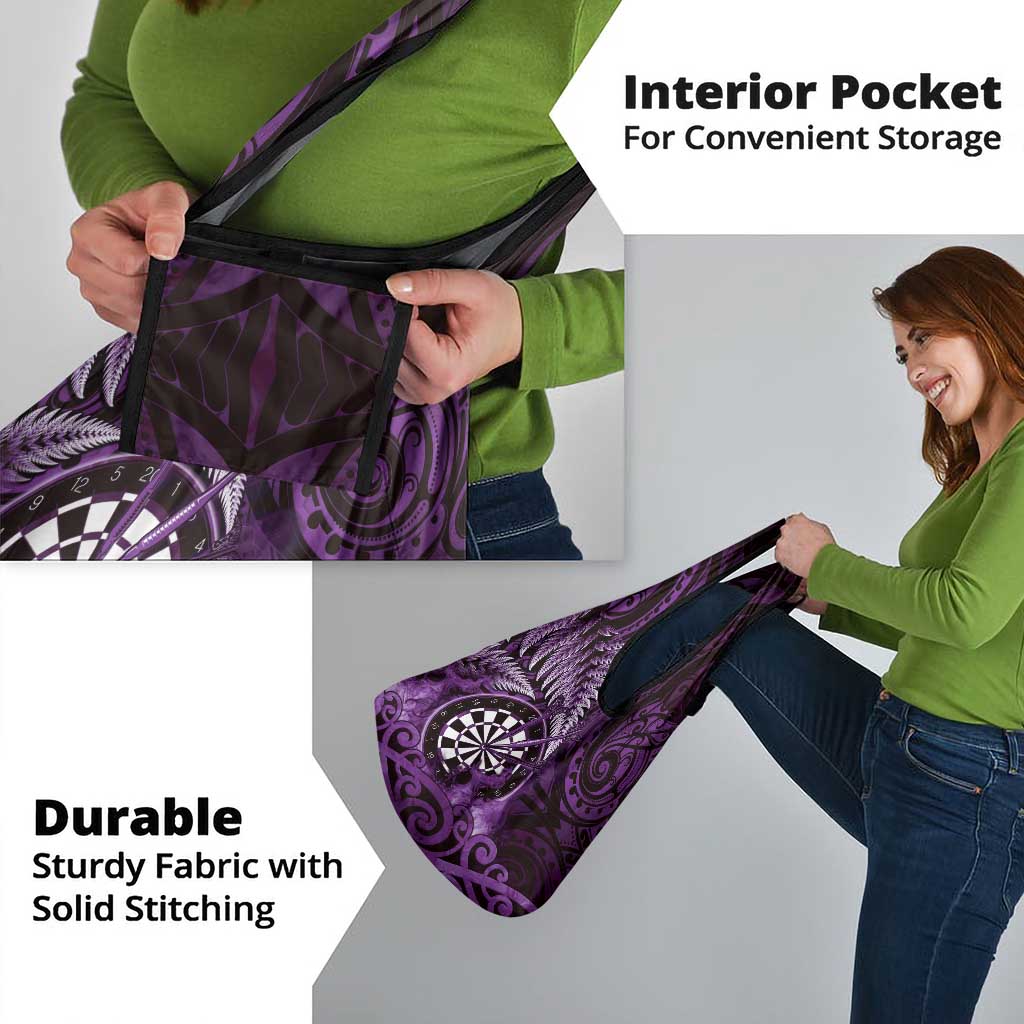 New Zealand Darts Grocery Bag Maori Koru Dartboard Purple Flame