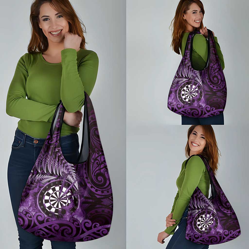 New Zealand Darts Grocery Bag Maori Koru Dartboard Purple Flame
