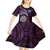 Personalised New Zealand Darts Kid Short Sleeve Dress Maori Koru Dartboard Purple Flame