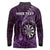 Personalised New Zealand Darts Long Sleeve Polo Shirt Maori Koru Dartboard Purple Flame