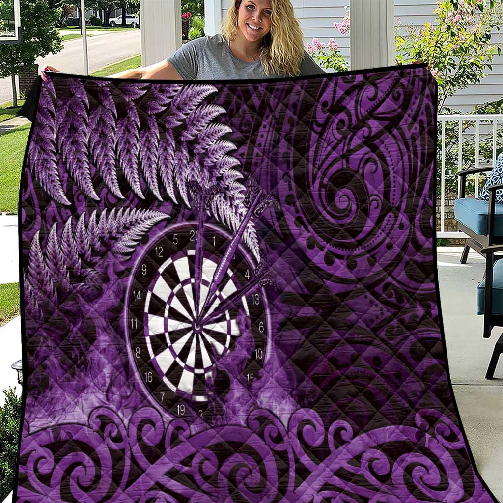 New Zealand Darts Quilt Maori Koru Dartboard Purple Flame