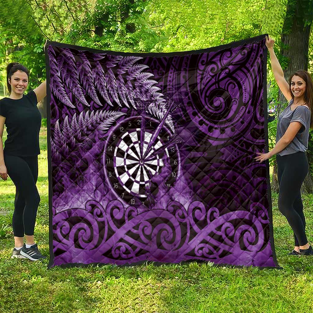 New Zealand Darts Quilt Maori Koru Dartboard Purple Flame