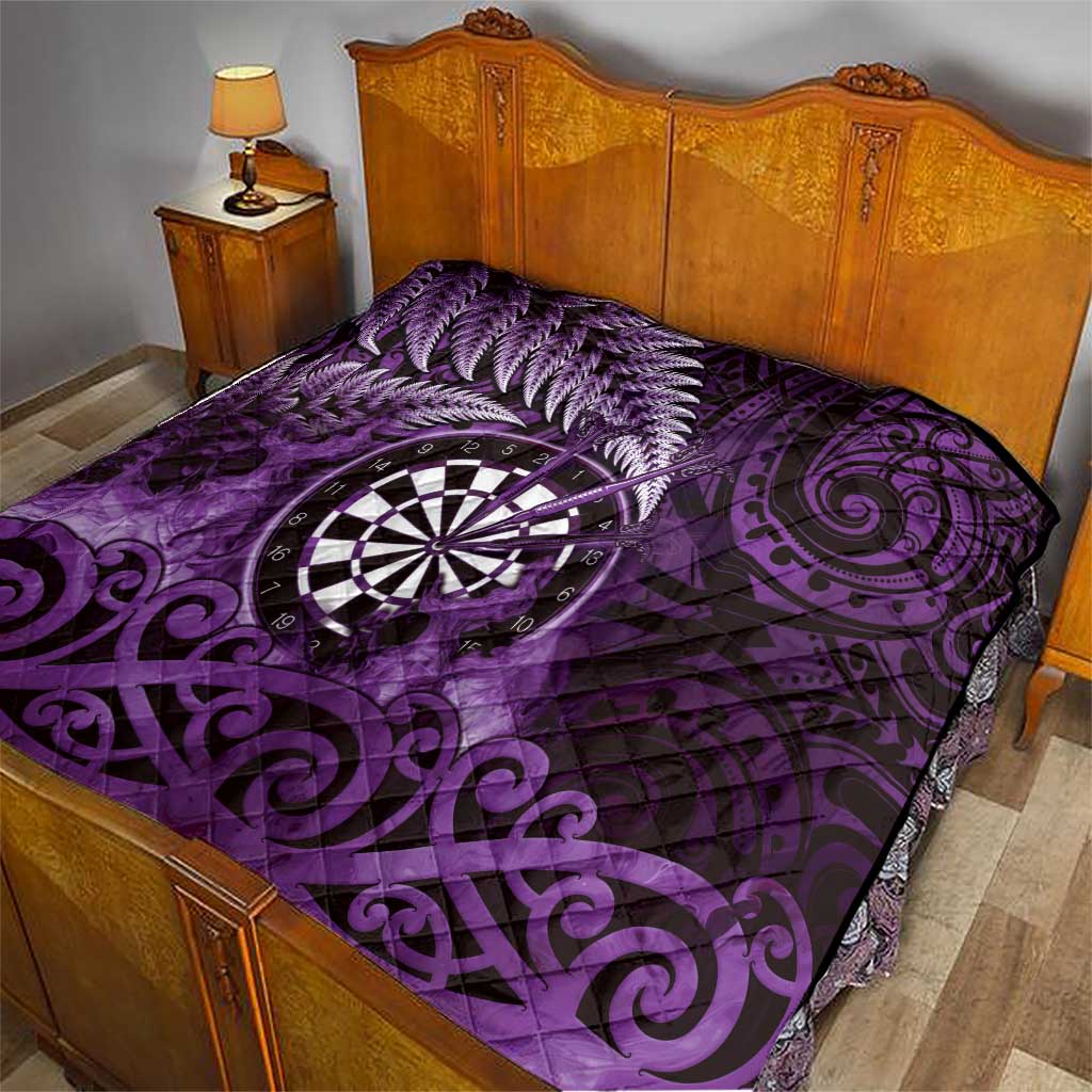 New Zealand Darts Quilt Maori Koru Dartboard Purple Flame
