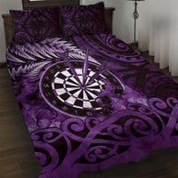 New Zealand Darts Quilt Bed Set Maori Koru Dartboard Purple Flame