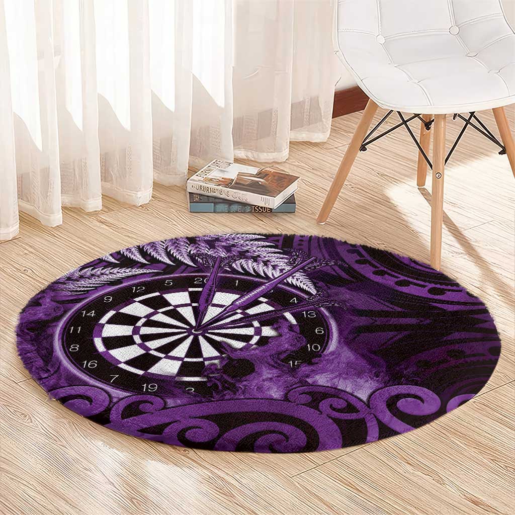 New Zealand Darts Round Carpet Maori Koru Dartboard Purple Flame