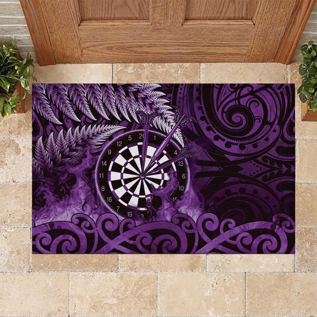 New Zealand Darts Rubber Doormat Maori Koru Dartboard Purple Flame