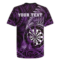 Personalised New Zealand Darts Rugby Jersey Maori Koru Dartboard Purple Flame