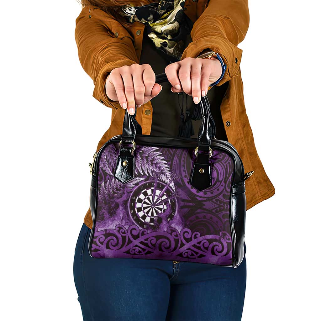 New Zealand Darts Shoulder Handbag Maori Koru Dartboard Purple Flame LT05 One Size Purple - Polynesian Pride