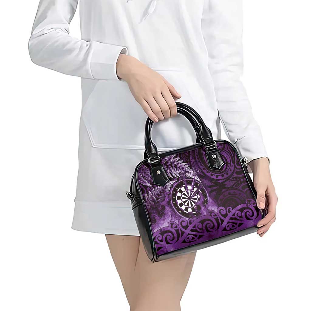 New Zealand Darts Shoulder Handbag Maori Koru Dartboard Purple Flame LT05 - Polynesian Pride
