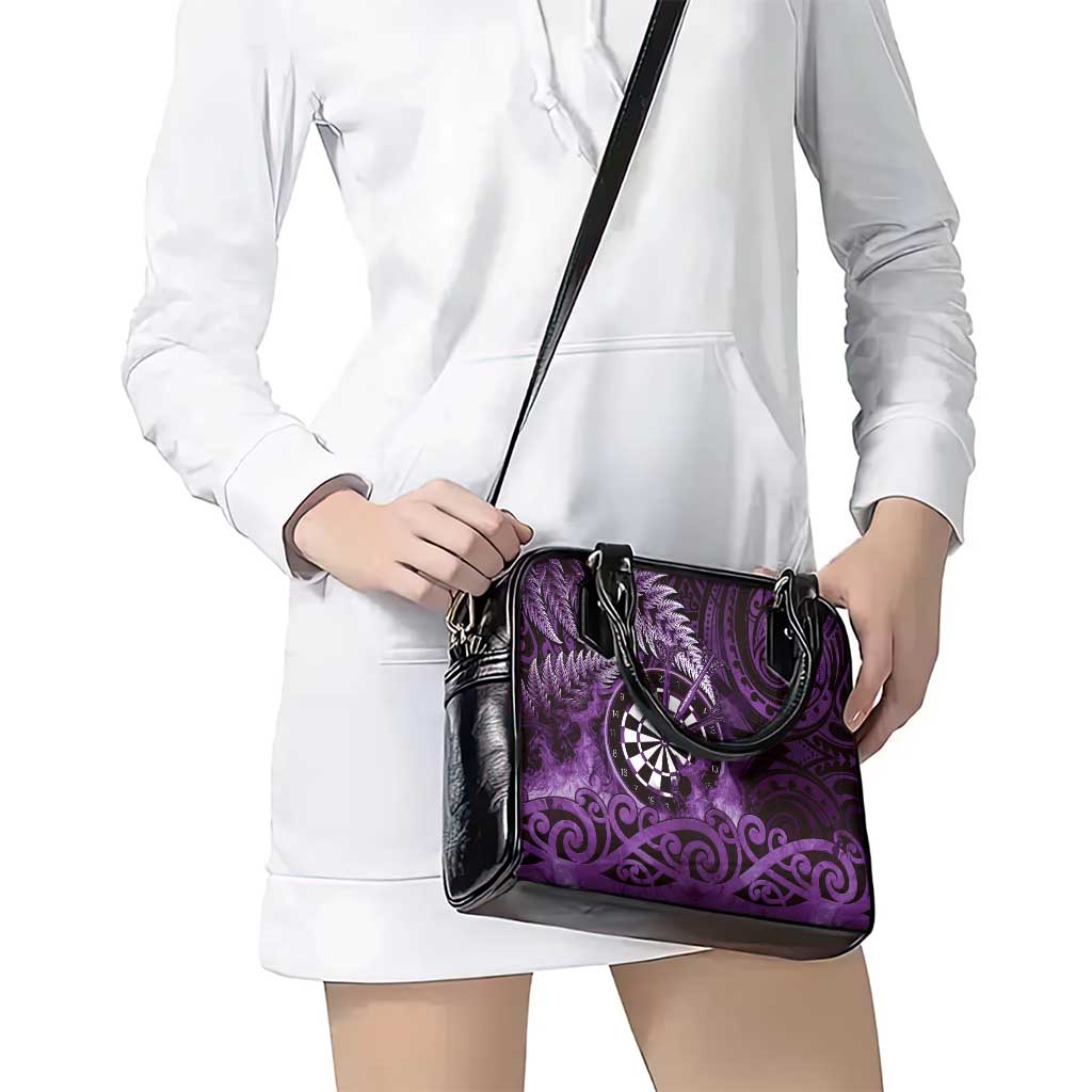 New Zealand Darts Shoulder Handbag Maori Koru Dartboard Purple Flame LT05 - Polynesian Pride