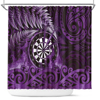 New Zealand Darts Shower Curtain Maori Koru Dartboard Purple Flame LT05 Purple - Polynesian Pride