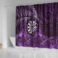 New Zealand Darts Shower Curtain Maori Koru Dartboard Purple Flame LT05 - Polynesian Pride