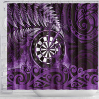 New Zealand Darts Shower Curtain Maori Koru Dartboard Purple Flame LT05 - Polynesian Pride
