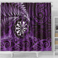 New Zealand Darts Shower Curtain Maori Koru Dartboard Purple Flame LT05 - Polynesian Pride