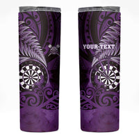 Personalised New Zealand Darts Skinny Tumbler Maori Koru Dartboard Purple Flame