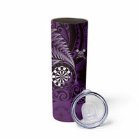 Personalised New Zealand Darts Skinny Tumbler Maori Koru Dartboard Purple Flame
