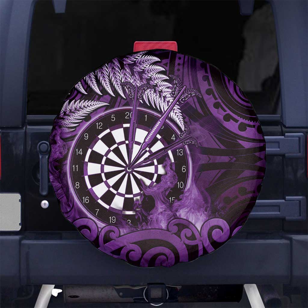 New Zealand Darts Spare Tire Cover Maori Koru Dartboard Purple Flame LT05 No hole Purple - Polynesian Pride