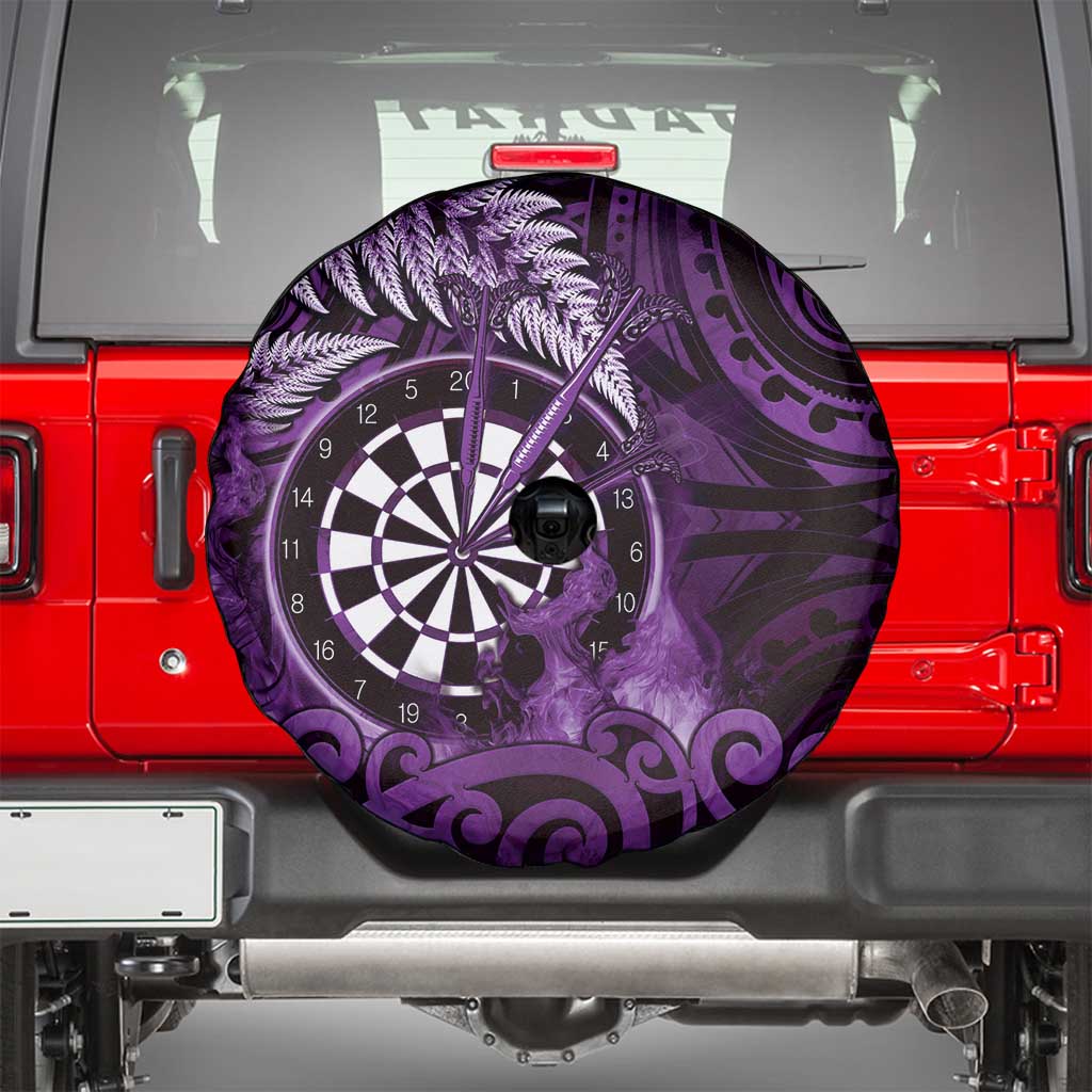 New Zealand Darts Spare Tire Cover Maori Koru Dartboard Purple Flame LT05 - Polynesian Pride