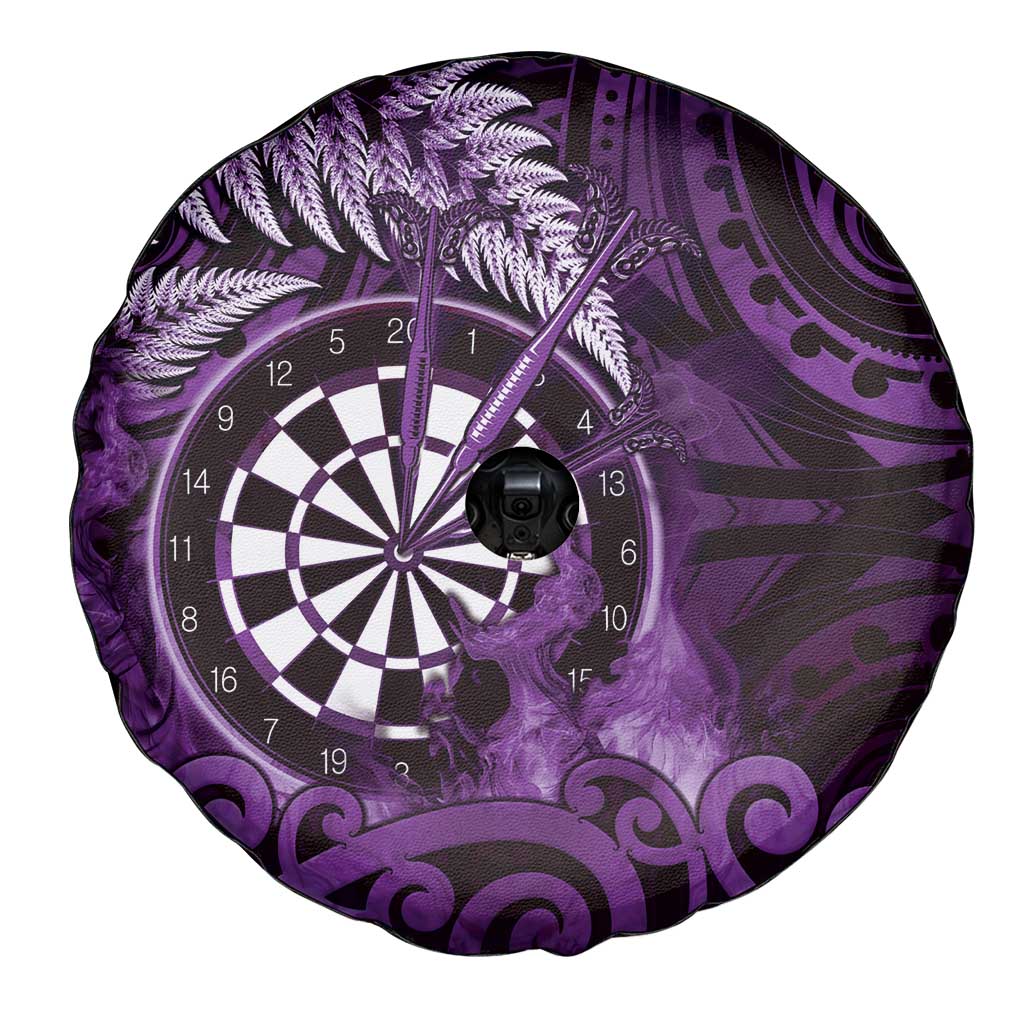 New Zealand Darts Spare Tire Cover Maori Koru Dartboard Purple Flame LT05 - Polynesian Pride