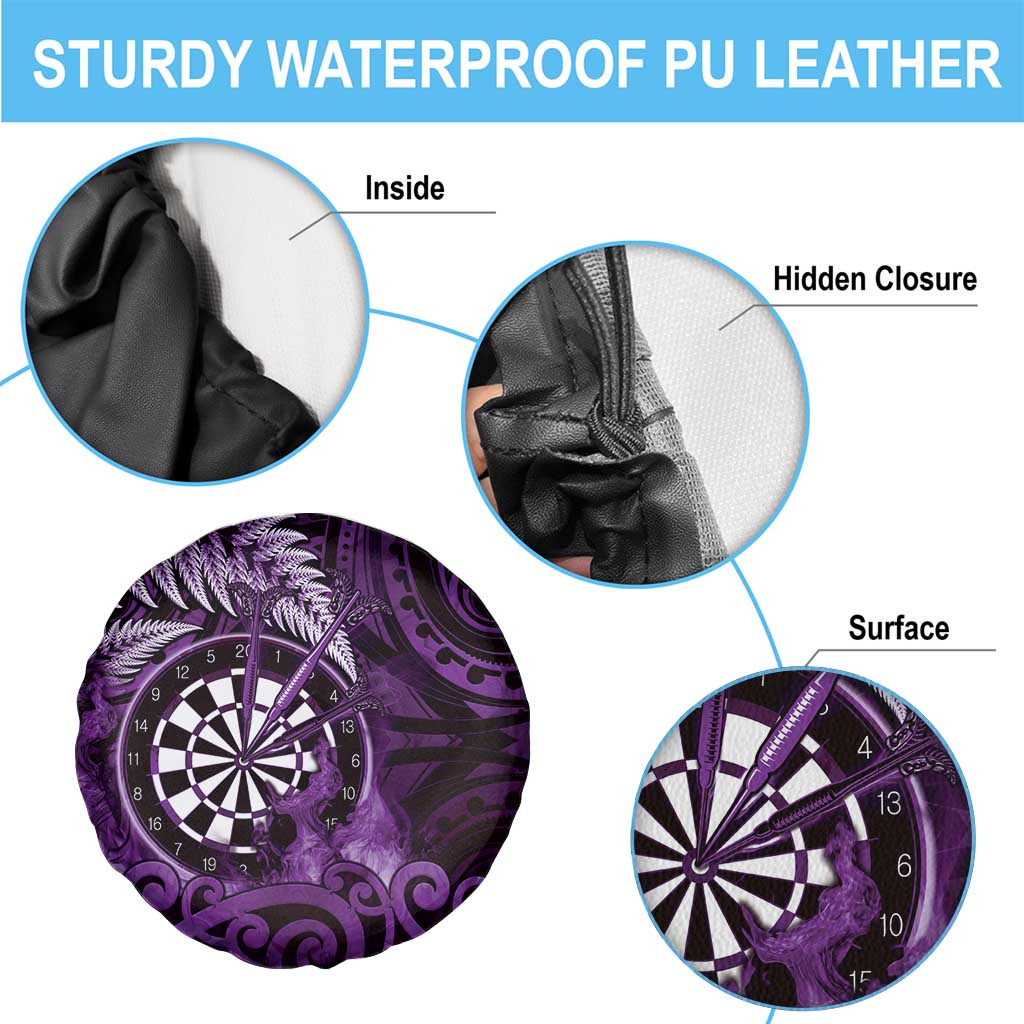 New Zealand Darts Spare Tire Cover Maori Koru Dartboard Purple Flame LT05 - Polynesian Pride